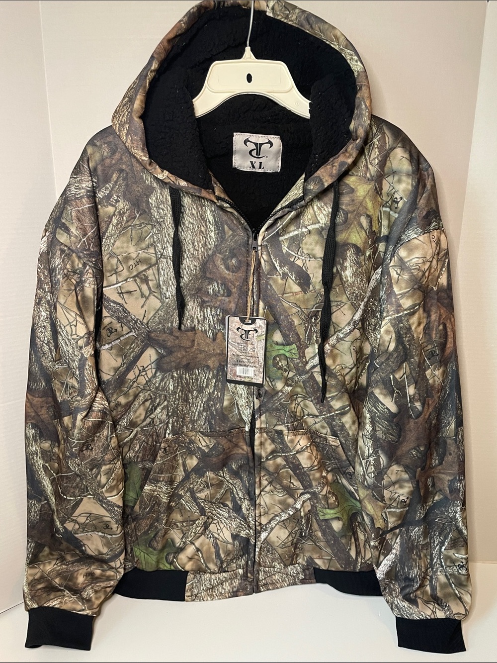 True Timber Men's Size XL  Camo Sherpa-Lined Hooded Jacket NWT